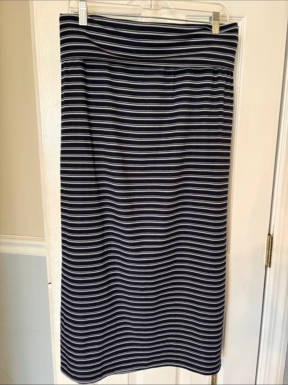 OGL NWT Classic Navy and White Striped Knit Maxi Skirt